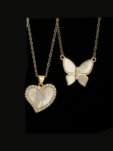 Brass Shell Butterfly Heart Minimalist Necklace