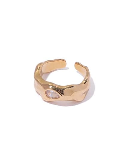 Gold zircon Brass Cubic Zirconia Geometric Minimalist Band Ring