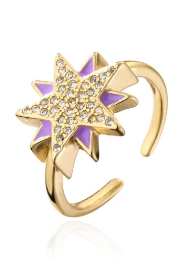 12197 Brass Cubic Zirconia Star Vintage Band Ring