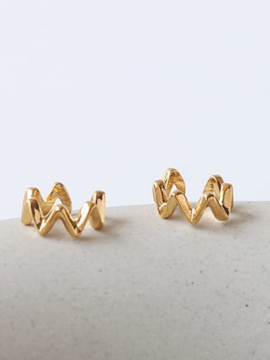 Brass  Minimalist Twisted Z-shapedClip Earring