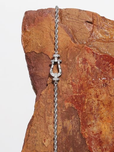 Brass Hollow Geometric zircon Vintage Chain Necklace