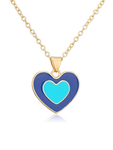 22116 Brass Enamel Heart Minimalist Necklace