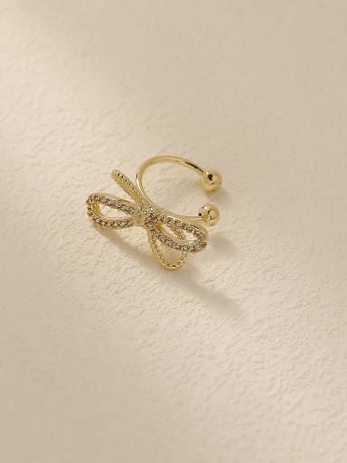 Brass Cubic Zirconia Bowknot Vintage Clip Trend Korean Fashion Earring