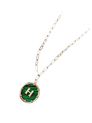 Zinc Alloy Green Letter H Trend Initials Necklace