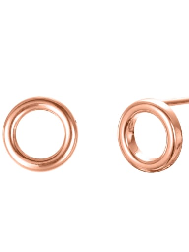 rose gold Stainless steel Round Minimalist Stud Earring