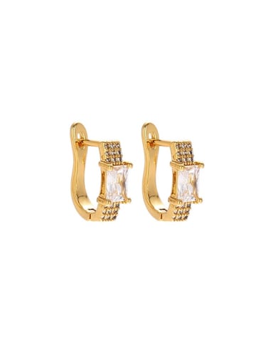 Section 4 Brass Cubic Zirconia Geometric Vintage Huggie Earring
