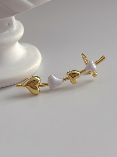 Golden single Brass Freshwater Pearl Geometric Minimalist Drop Earring (Single-Only One)