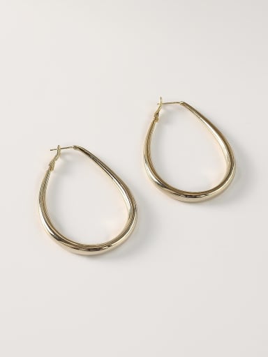 14k Gold [large] Brass Hollow Geometric Minimalist Huggie Trend Korean Fashion Earring