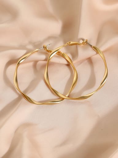 matte  gold Brass Geometric Minimalist Hoop Earring