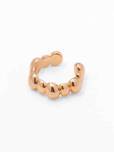 Round bead (gold) single Brass Rhinestone Geometric Vintage Huggie Earring