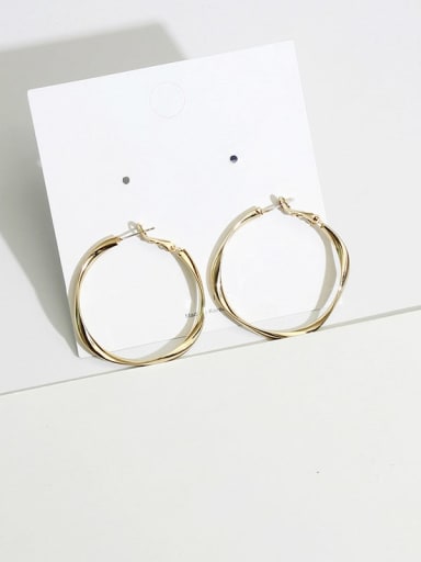 14K  gold Copper Hollow  Round Minimalist Hoop Trend Korean Fashion Earring