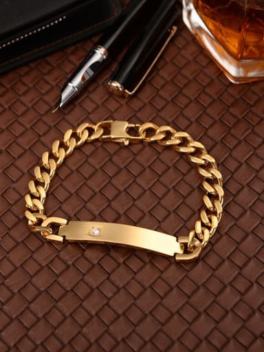 Titanium Zircon Minimalist Link Bracelet