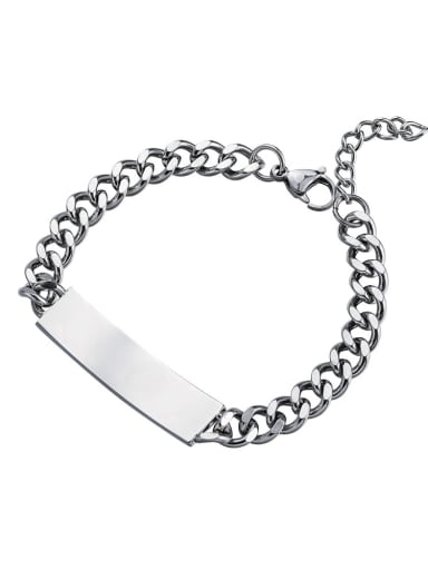 Steel color (20 +5cm) Titanium Steel Geometric Hip Hop Link Bracelet