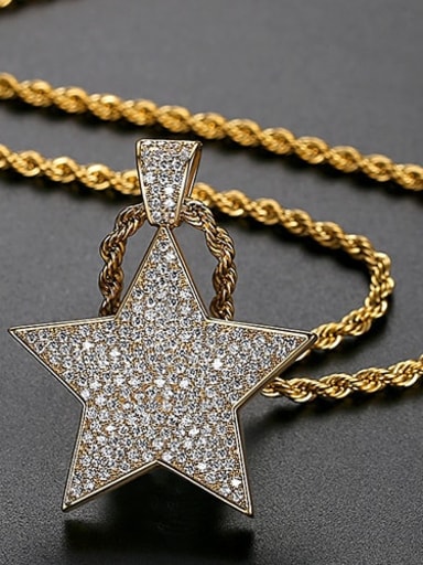 Brass Cubic Zirconia Star Hip Hop Necklace