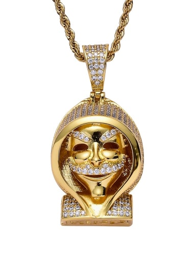 Gold+ twist chain Brass Cubic Zirconia Grim Reaper Hip Hop Necklace