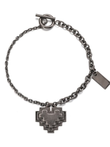 Ancient Titanium Steel Heart Hip Hop Link Bracelet
