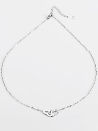 Titanium Cubic Zirconia Heart Necklace