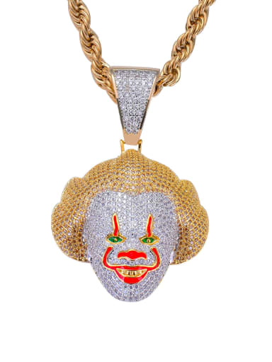 Brass Cubic Zirconia Classic clown Hip Hop Necklace