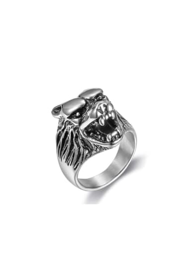 custom Titanium Wolf Vintage Mens Ring