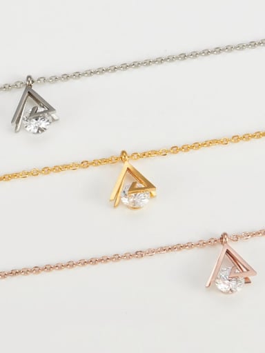 Titanium Cubic Zirconia Triangle Pendant Necklace