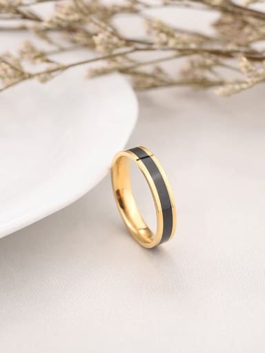 Gold (black) Titanium Enamel Round Minimalist Band Ring