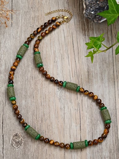 1 45cm Stainless steel Natural Stone Irregular Bohemia Beaded Necklace