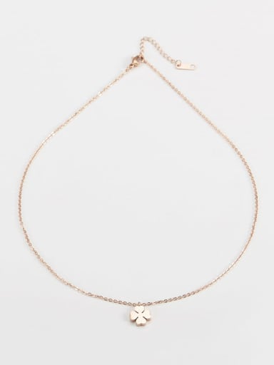 Titanium Minimalist Clover  Pendant Link Necklace