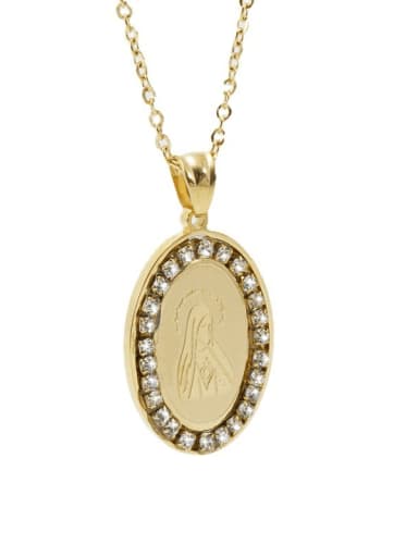 Stainless steel Cubic Zirconia Geometric Hip Hop Virgin Mary of God Necklace