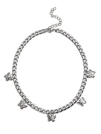 Titanium Steel Butterfly Hip Hop Hollow Chain Necklace