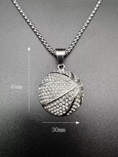 Steel colored single pendant Stainless steel Round Cubic Zirconia Trend Pendant