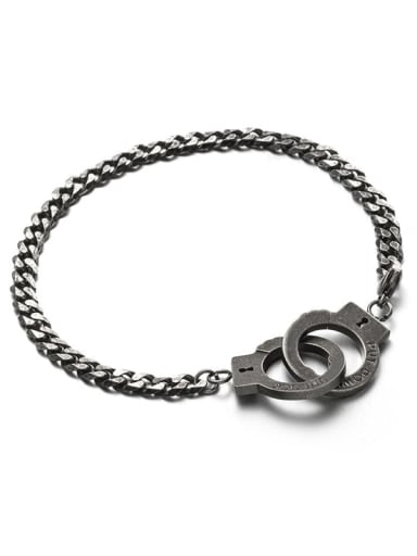Titanium Steel Irregular Vintage Handcuffs  Link Bracelet