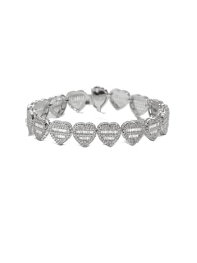Platinum r 8inch Bracelet Brass Cubic Zirconia Heart Luxury Necklace