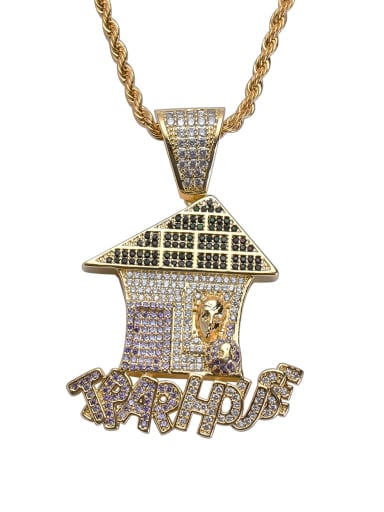 Brass Cubic Zirconia House Hip Hop Necklace