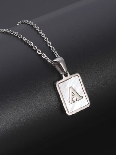 Titanium Steel Shell Letter  Minimalist  Geometric Pendant Necklace