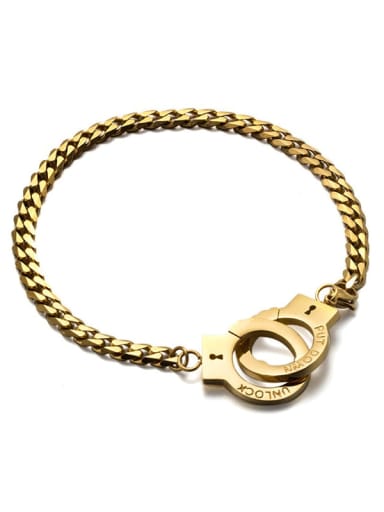 golden handcuffs Titanium Steel Irregular Vintage Handcuffs  Link Bracelet