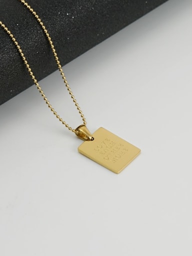 LOVE EACH OTHER MORE Stainless steel English Letter Minimalist Rectangle  Pendant  Necklace