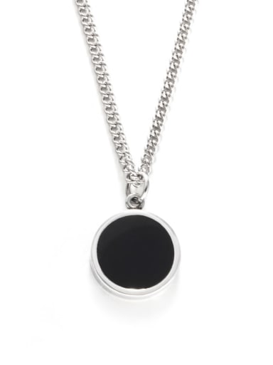 Steel with black (round) Titanium Steel Acrylic Geometric Hip Hop Necklace