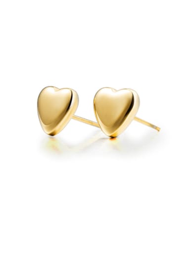 golden Titanium Steel  Smooth Heart Minimalist Stud Earring