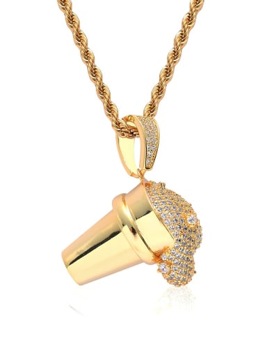 Gold+chain Brass Cubic Zirconia Ice Cream Hip Hop Necklace