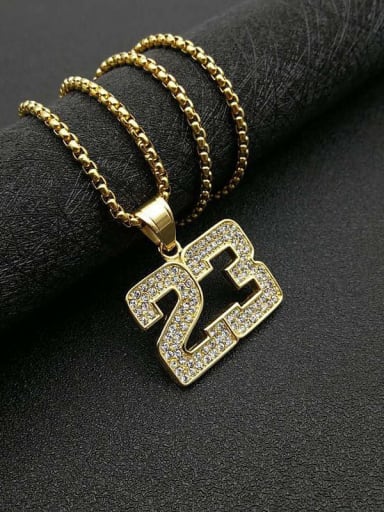 Gold Necklace Titanium digital Rhinestone Irregular Hip Hop Number Necklace For Men