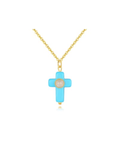 Stainless steel Natural Stone Cross Trend Necklace