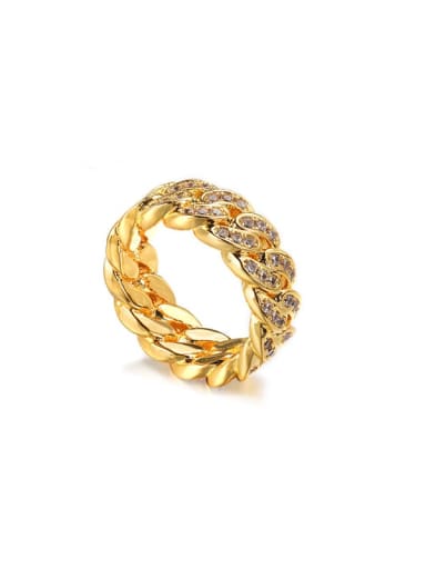 golden Brass Rhinestone Geometric Vintage Band Ring
