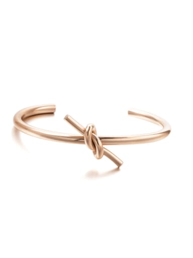 Rose Gold Titanium Steel Heart Knot Minimalist Cuff Bangle
