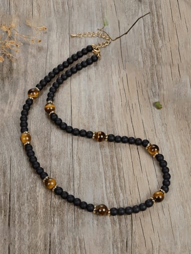 4 Stainless steel Natural Stone Irregular Bohemia Beaded Necklace