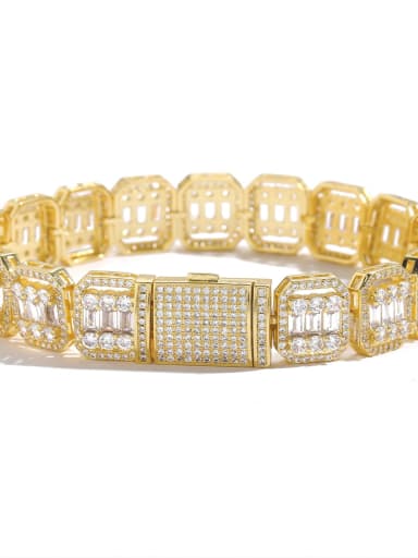 Gold 7inch (18cm) Bracelet Brass Cubic Zirconia Geometric Luxury Necklace