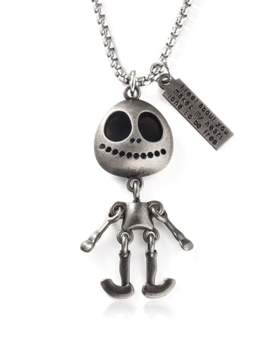 Titanium Steel Skull Hip Hop Long Strand Necklace