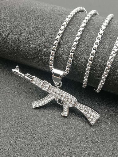 Titanium Gun Rhinestone Irregular Hip Hop Necklace For Men