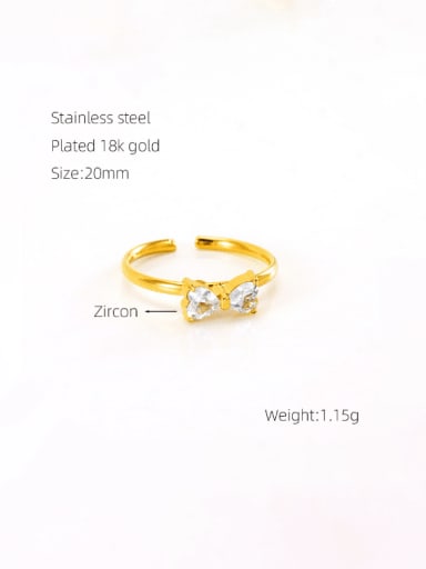 Stainless steel Cubic Zirconia Bowknot Minimalist Band Ring