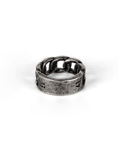 Ancient Titanium Steel Round Ethnic Band Ring