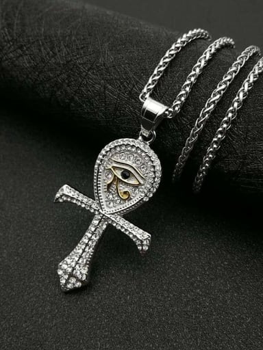 Titanium Rhinestone Cross Hip Hop  Necklace For Men